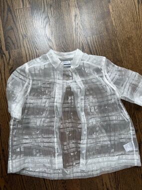 Urban Outfitters Sheer Ivory Striped Button-Up